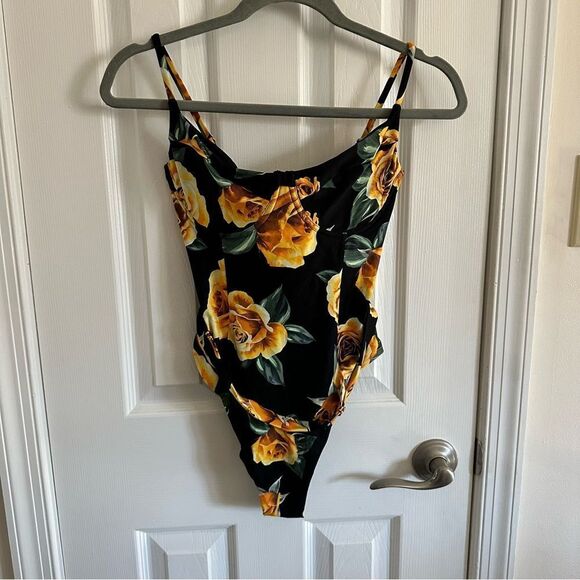 Onia x WeWoreWhat Danielle Floral One Piece Belted Swimsuit Women’s Large - Picture 1 of 11